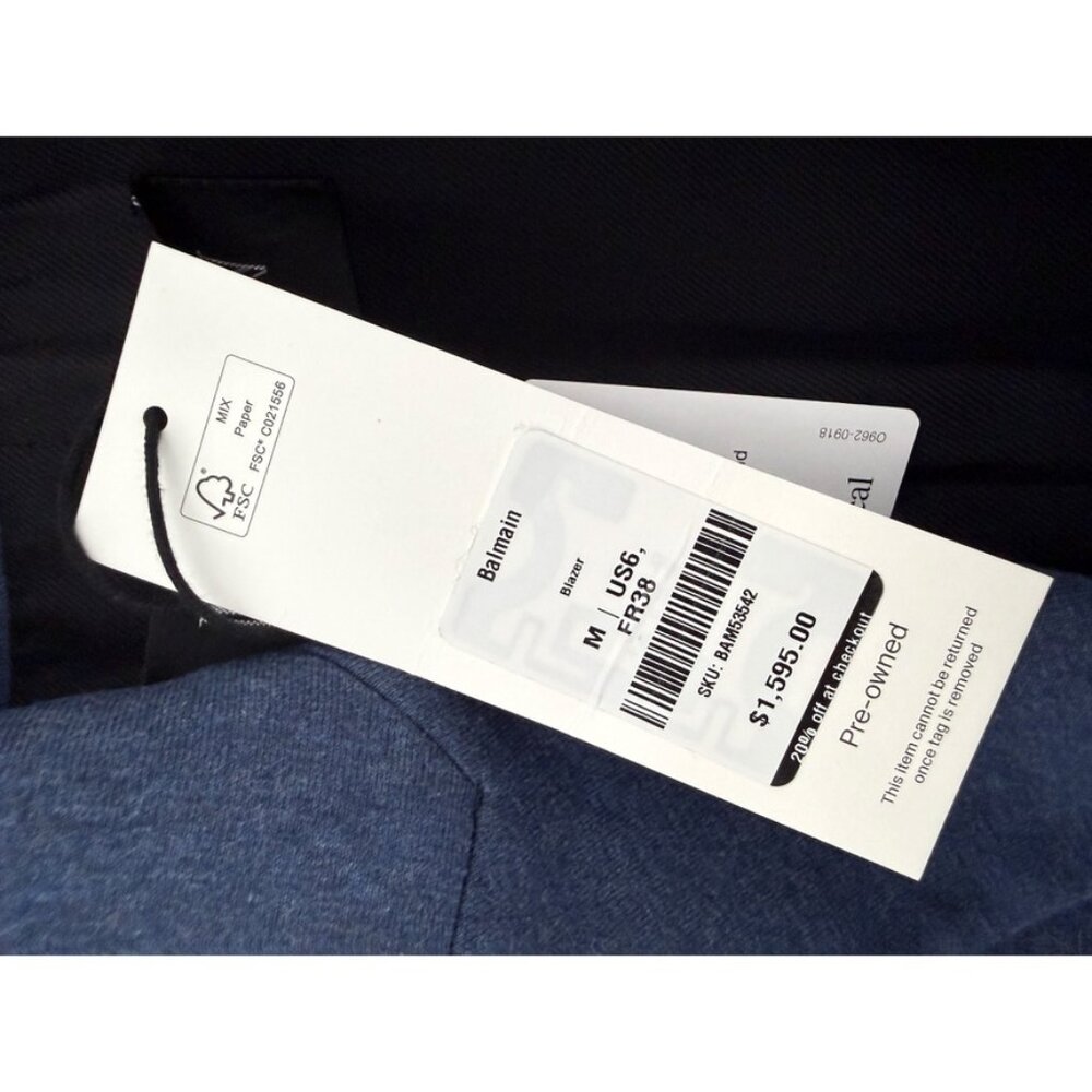Balmain Blue Cotton Blend Blazer FR 38 / US 6 - Picture 6 of 7